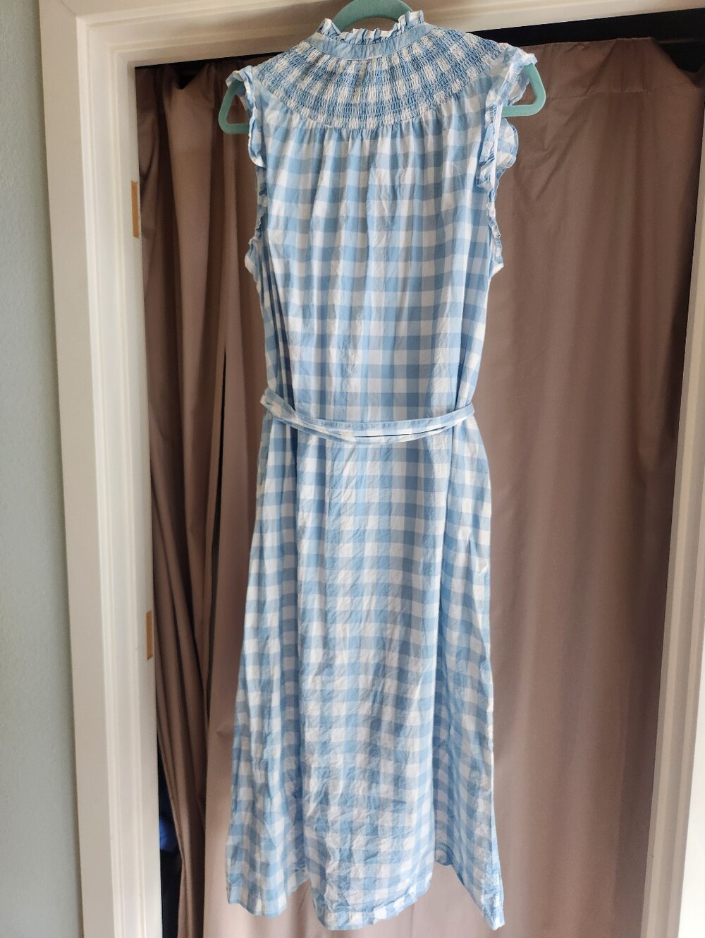 BODEN blue white gingham smocked Jane shirt dress - NWT - Picture 3 of 3